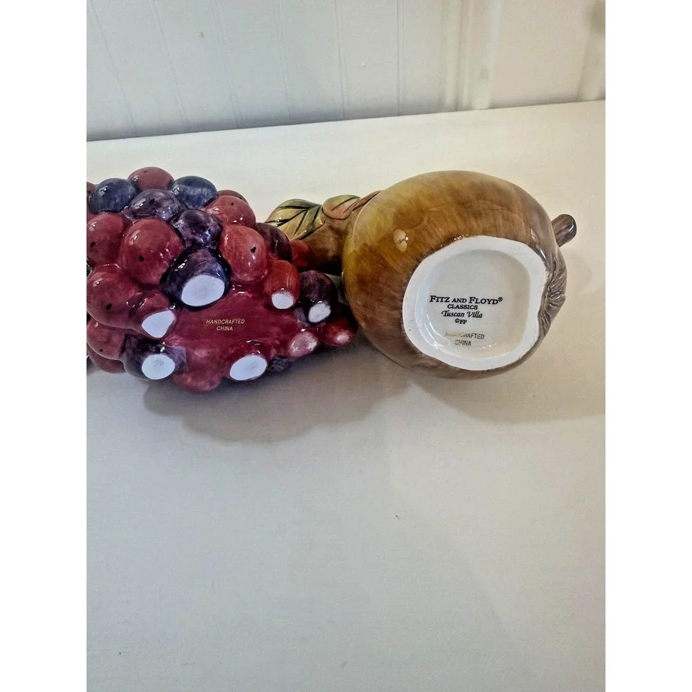 Fitz And Floyd Tuscan Villa Creamer Sugar Set Pear Grapes Ceramic With Box‎
